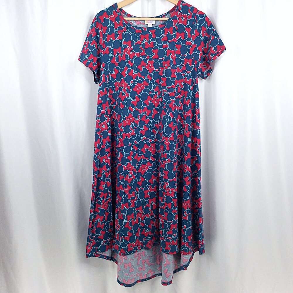 LuLaRoe Carly Swing Dress Women's Size Medium Minnie Mouse‎ Disney Blue Pink